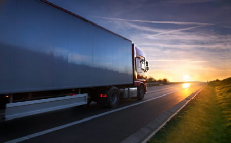 Truck,Transportation,On,The,Road,At,Sunset
